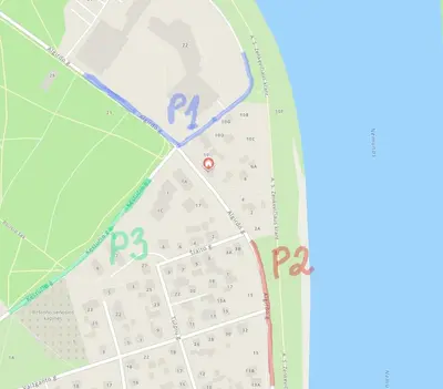a map showing the location of puerto portals at Vakaras cozy apartment in the guest house with the terrace and the stunning view to the river side in Birštonas