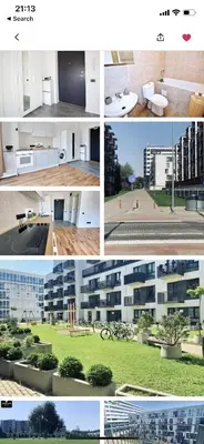a collage of pictures of a building at New Ozas flat in Vilnius