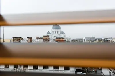 a view of the capitol building from a window at Studio 501 in Kaunas