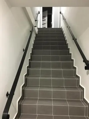 a set of stairs in a building at Klykių apartamentai in Klykiai