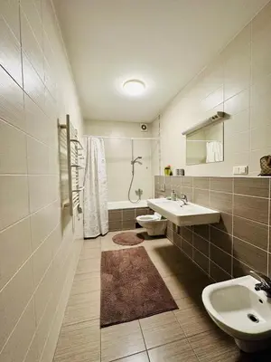 a bathroom with a sink and a toilet at Liepu Apartments Druskininkai in Druskininkai
