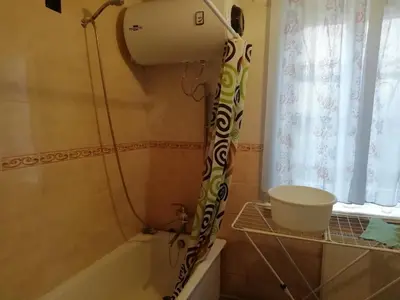 a bathroom with a shower and a toilet and a sink at Poilsio kambariai Salake in Salakas