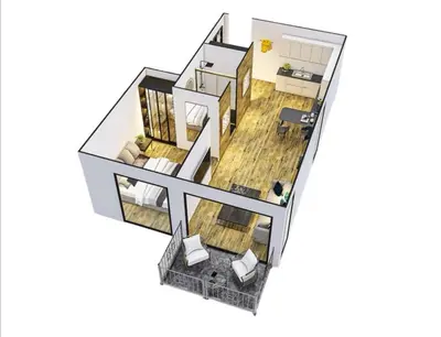 a rendering of a floor plan of a house at Apartamentai centre in Birštonas