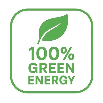 a green energy logo with a percent green energy tag at Radio City loft - apartment 420 in Kaunas