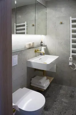 a bathroom with a sink and a toilet and a mirror at SMĖLIS Anykščiuose in Anykščiai